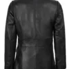Women's Black Two-Button Real Leather Blazer product image