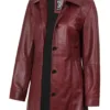 Kandis Women's Burgundy Real Leather Car Coat Kandis Women's Burgundy Real Leather Car Coat product image
