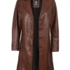 Women's Cognac Brown Real Leather 3/4 Length Coat product image