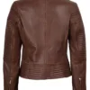 Womens Asymmetrical Cognac Wax Biker Style Leather Jacket product image