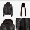 Women's Dark Brown Rub Off Leather Jacket with Removable Hood product image