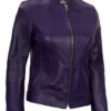Amy Purple Cafe Racer Women's Leather Jacket product image