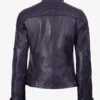 Johnson Women's Purple Quilted Cafe Racer Leather Jacket product image