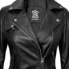 Angela Womens Black Asymmetrical Belted Leather Jacket product image