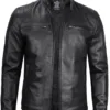 Vermont Men's Black Biker Style Leather Jacket product image