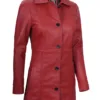 Kandis Women Red Real Leather Car Coat product image