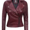 Kimberley Women's Asymmetrical Burgundy Quilted Biker Style Leather Jacket Kimberley Women's Asymmetrical Burgundy Quilted Biker Style Leather Jacket product image