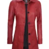 Kandis Women Red Real Leather Car Coat product image