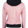 Women's Pink Leather Jacket with Removable Hood product image
