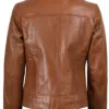 Amy Womens Cafe Racer Tan Brown Real Leather Jacket Amy Womens Cafe Racer Tan Brown Real Leather Jacket product image