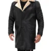 Men Beige Black Leather Shearling Coat Men Beige Black Leather Shearling Coat product image