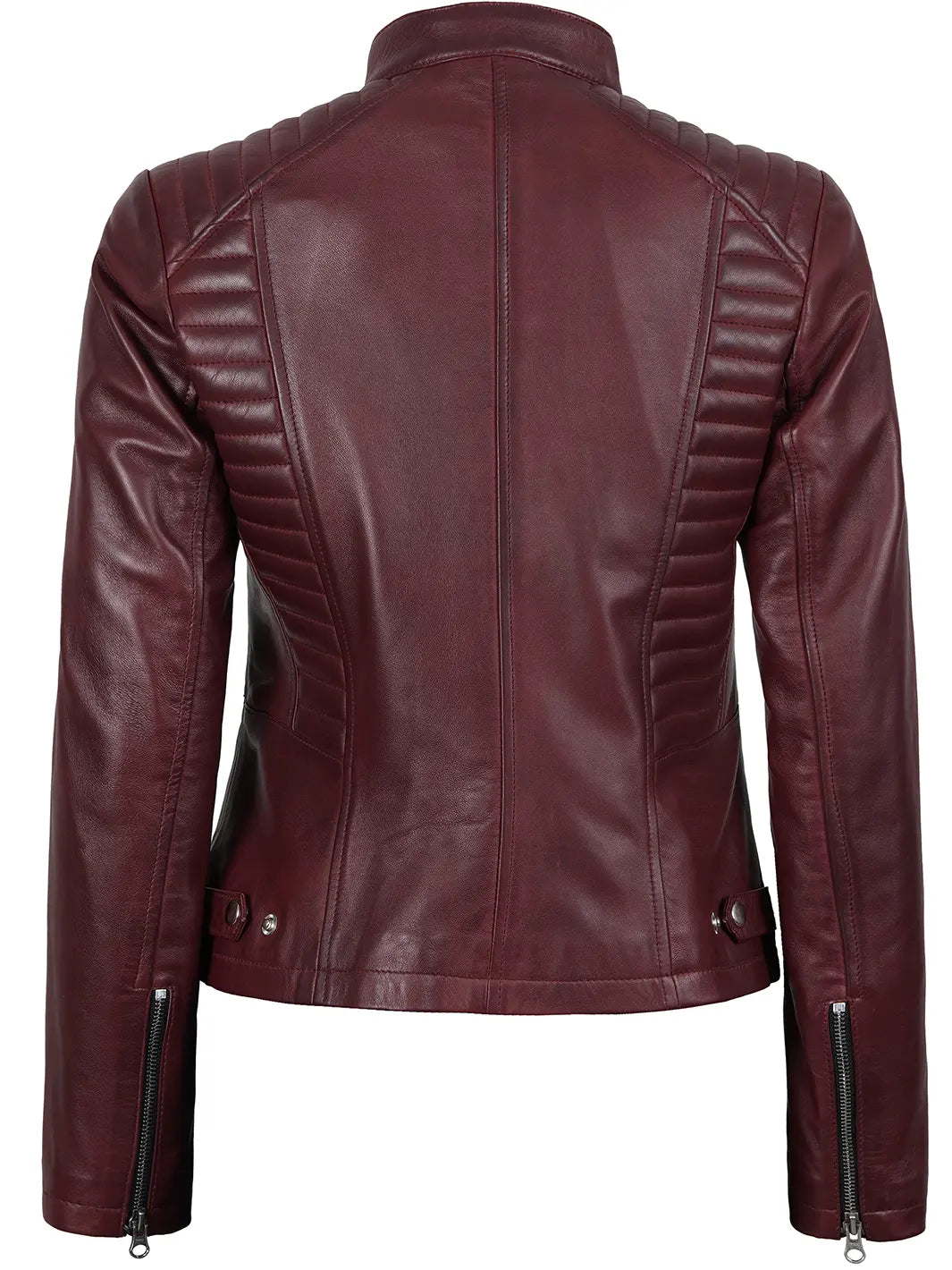 Women's Burgundy Cafe Racer Leather Jacket Women's Burgundy Cafe Racer Leather Jacket product image