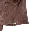 Johnson Women's Cognac Brown Cafe Racer Leather Jacket product image