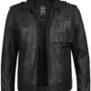 Tavares Men's Matte Black Biker Style Leather Jacket product image