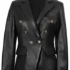 Kim Women's Black Double Breasted Leather Blazer product image