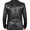 Men's Notch Lapel Two Button Black Leather Blazer product image