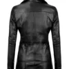 Womens Black Leather Blazer with Three Button product image