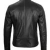 Dodge Tall Men's Black Cafe Racer Leather Jacket product image