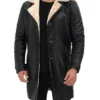Men Beige Black Leather Shearling Coat Men Beige Black Leather Shearling Coat product image