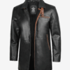 Glen Mens Black Real Leather Car Coat product image