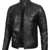 Austin Mens Tall Black Cafe Racer Leather Jacket product image