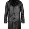 Men's Black Leather Shearling Coat product image