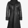 Maura Womens Real Leather Black Shearling Long Coat Maura Womens Real Leather Black Shearling Long Coat product image