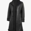 Maura Womens Real Leather Black Shearling Long Coat product image