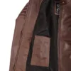 Womens Cognac Brown Cafe Racer Leather Jacket - Padded Shoulders Womens Cognac Brown Cafe Racer Leather Jacket - Padded Shoulders product image