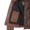 Johnson Women's Cognac Brown Cafe Racer Leather Jacket product image