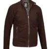 Miguel Men's Quilted Brown Suede Jacket Miguel Men's Quilted Brown Suede Jacket product image