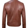 Tall Men's Cognac Brown Cafe Racer Leather Jacket product image