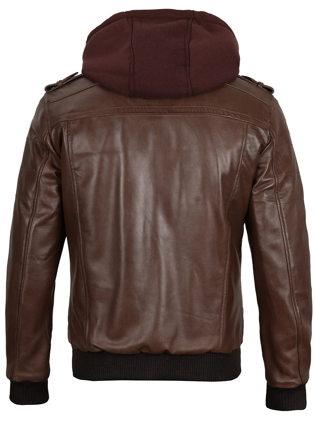 Edinburgh Men's Dark Brown Leather Bomber Jacket With Removable Hood Edinburgh Men's Dark Brown Leather Bomber Jacket With Removable Hood product image
