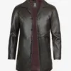 Tall Men's Distressed Dark Brown Leather Car Coat product image