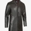Tall Men's Distressed Dark Brown Leather Car Coat product image