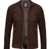 Miguel Men's Quilted Brown Suede Jacket Miguel Men's Quilted Brown Suede Jacket product image