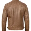 Tall Men's Distressed Camel Brown Cafe Racer Leather Jacket Tall Men's Distressed Camel Brown Cafe Racer Leather Jacket product image