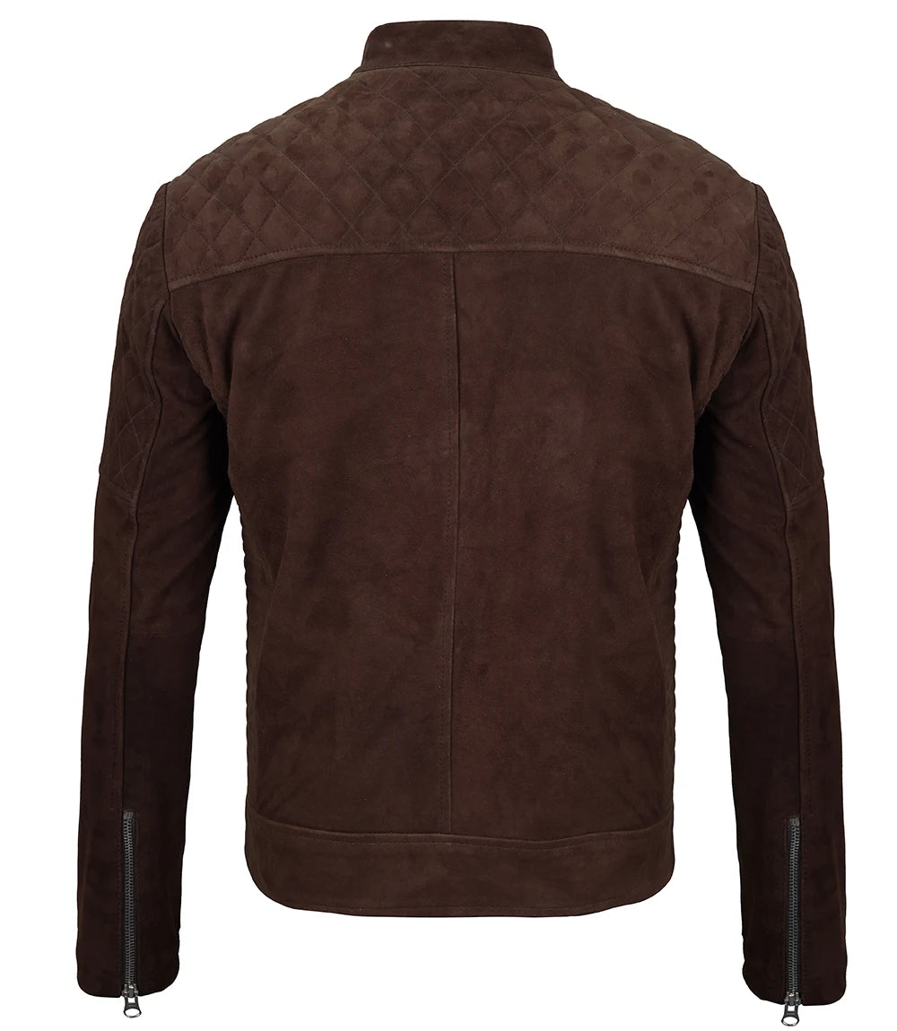 Miguel Men's Quilted Brown Suede Jacket Miguel Men's Quilted Brown Suede Jacket product image