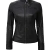 Dodge Women's Tall Black Leather Biker Style Jacket Dodge Women's Tall Black Leather Biker Style Jacket product image