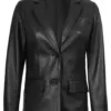 Women's Two Button Black Real Leather Blazer Women's Two Button Black Real Leather Blazer product image
