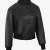 Julee Womens Black Snap Button Cropped Leather Bomber Jacket product image