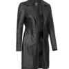 Women's Tall Black 3/4 Length Leather Coat product image