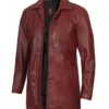 Mens Burgundy Real Lambskin Leather Car Coat product image