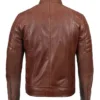Tall Men's Cognac Brown Distressed Leather Cafe Racer Jacket Tall Men's Cognac Brown Distressed Leather Cafe Racer Jacket product image