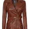 Cognac Wax Women Leather Biker Jacket product image