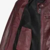 Johnson Women's Burgundy Quilted Cafe Racer Leather Jacket product image