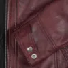 Johnson Women's Burgundy Quilted Cafe Racer Leather Jacket product image