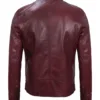 Dodge Men's Burgundy Cafe Racer Leather Jacket product image