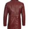 Mens Burgundy Real Lambskin Leather Car Coat product image