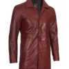 Mens Burgundy Real Lambskin Leather Car Coat product image